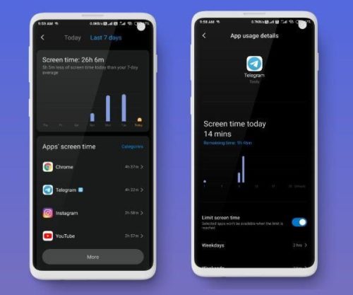 MIUI 12 screentime with focus mode in MIUI 11