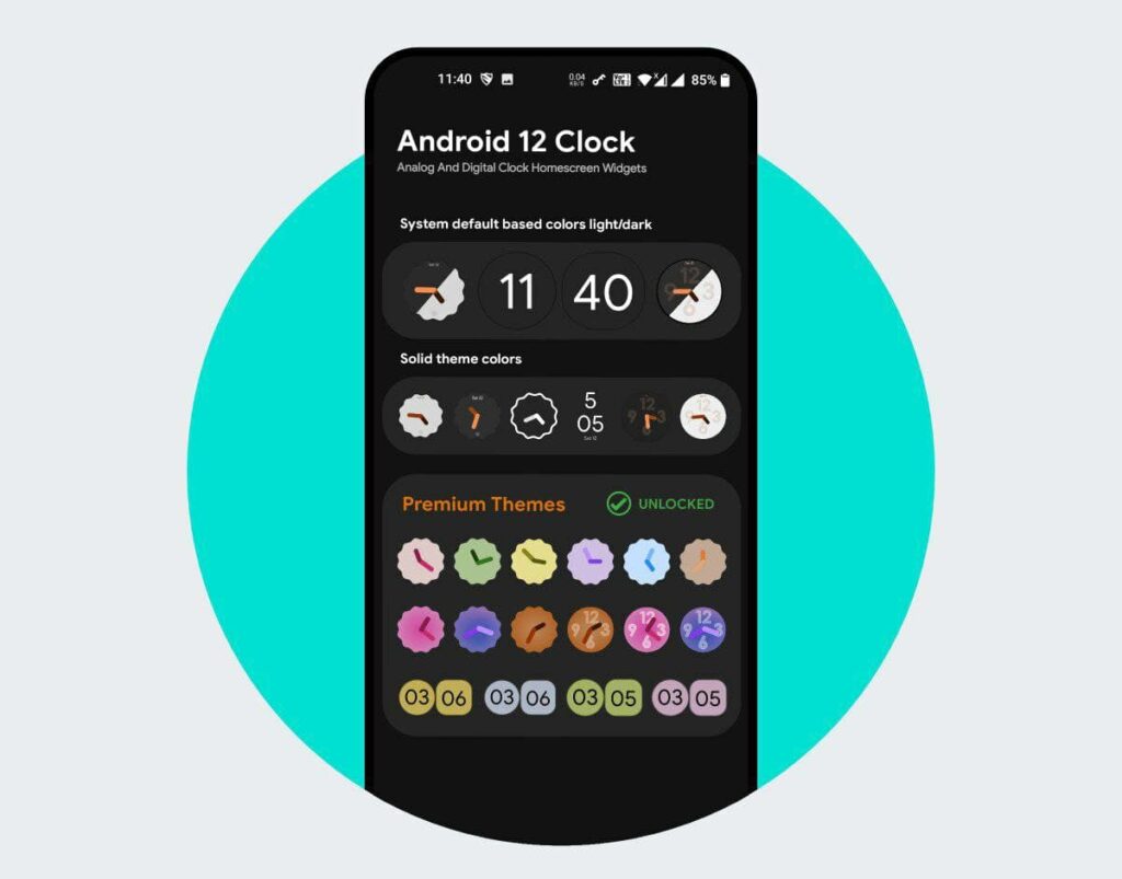Install Android 12 Clock Widgets in any android phone